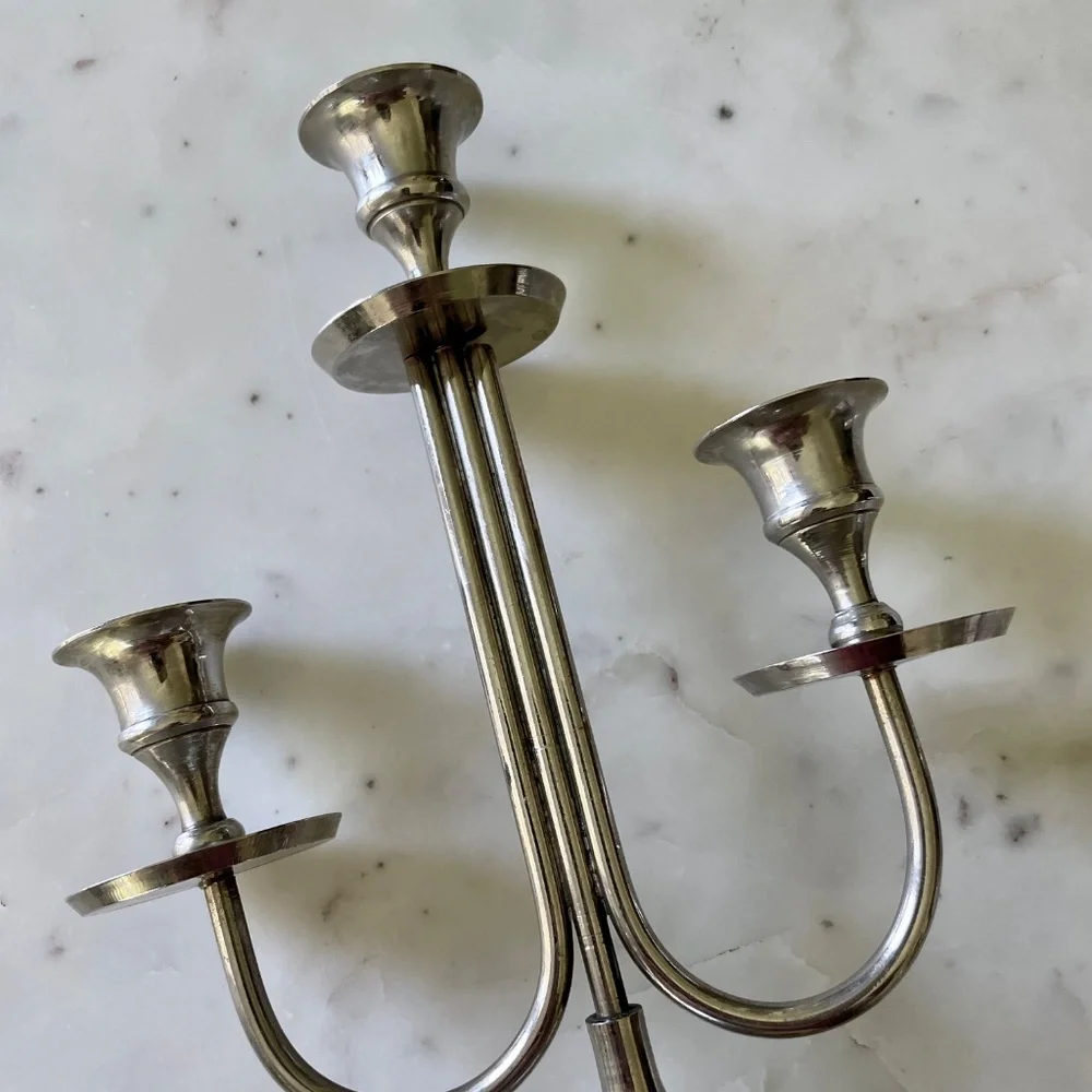 Silver Vintage Mid Century Style Candelabra, Candle Holder